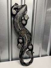 Listing image for Gecko Lizard Hand Carved Wooden Plaque Decoration Tribal wall Art decor 96cm