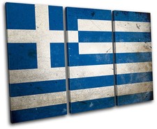 Listing image for Abstract Greek Greece Maps Flags TREBLE CANVAS WALL ART Picture Print VA