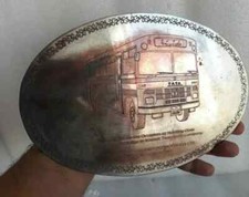 Listing image for Kuwait 1981 commemorative school child Bus Tata medal plaque memorabilia KPTC