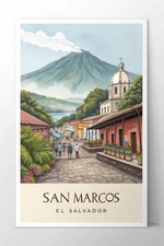 Listing image for Vibrant San Marcos El Salvador - Exotic Travel Poster Art Print A1-A4 Poster Art
