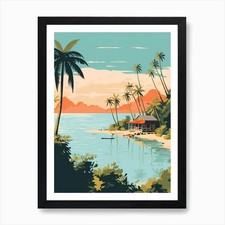 Listing image for Pacific Islands 2 Travel Illustrati Framed Wall Art Poster Canvas Print Picture