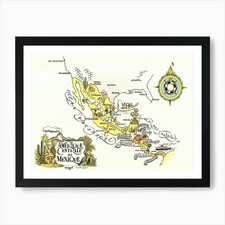 Listing image for Central America & Mexico Map 1951 A Framed Wall Art Poster Canvas Print Picture