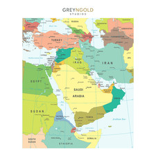 Listing image for Middle East Map Highly Detailed Poster Wall Art Print pick size A4/A3/A2/90x60cm