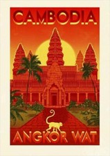Listing image for A3 A4 Size - Cambodia Angkor Wat Temple Vintage Travel Railway Poster