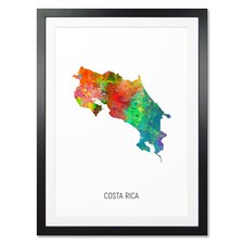 Listing image for Costa Rica Map, Poster, Canvas or Framed Print, watercolour painting 10809