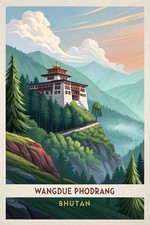 Listing image for Mystical Wangdue Phodrang, Bhutan - Exotic Travel Poster Art Print A1-A4 Poster