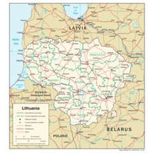 Listing image for Lithuania Road Highway Transportation Transport Map Country Nation Print