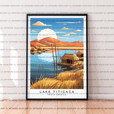 Listing image for Lake Titicaca South America Unframed Illustration Art Print Lake Titicaca Poster