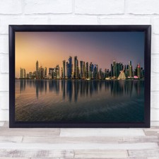 Listing image for Doha Skyline Water Reflection Architecture Landscape Panorama Wall Art Print