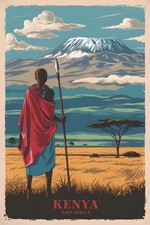 Listing image for Kenya East Africa Vintage Travel Poster Print Retro Wall Art