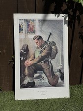 Listing image for Original WWII British Propaganda Card Poster Clive Uptton "We Kneel Only To Thee