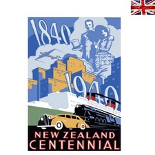 Listing image for Vintage 1940's New Zealand Centennial Travel Poster - A5 Reproduction Print