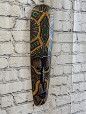 Listing image for 50cm Mask Carved Wooden Dot Painted Ethnic Tribal Tiki Wall Art No 6 New