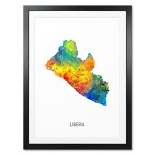 Listing image for Liberia Map, Poster, Canvas or Framed Print, watercolour painting 10872