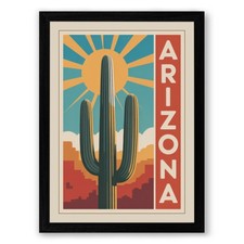 Listing image for Arizona Desert Sunburst Vintage Framed Wall Art Canvas Print Home Decor Picture