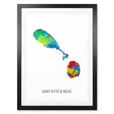 Listing image for Saint Kitts and Nevis Map, Poster, Canvas or Framed Print, painting 10922