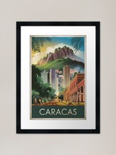 Listing image for Caracas Vintage Travel Poster Frame Framed Wall Art Poster Canvas Print Picture