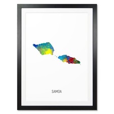 Listing image for Samoa Map, Poster, Canvas or Framed Print, watercolour painting 10925