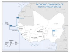 Listing image for West Africa ECOWAS CEDEAO Political Administrative Waterways Map Poster Print