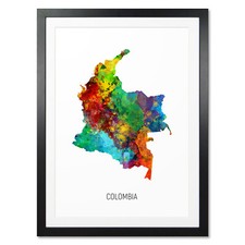 Listing image for Colombia Map, Poster, Canvas or Framed Print, watercolour painting 10807