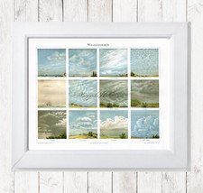 Listing image for Meteorology Types of Clouds Poster Weather 12 Little Landscapes Wall Art