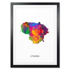 Listing image for Lithuania Map, Poster, Canvas or Framed Print, watercolour painting 10875