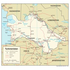 Listing image for Turkmenistan Road Highway Transportation Transport Map Country Nation Print