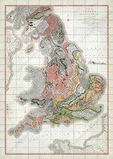 Listing image for Antique 1st geological map ENGLAND WALES Strata Smith 1815 wall art print poster