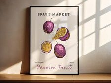 Listing image for Passion Fruit Market Print – Vintage Fruit Poster, Kitchen Produce Wall Art