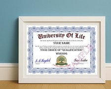 Listing image for Personalised Joke University Certificate. A4 Funny Wall Art Award Diploma