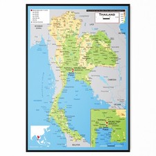 Listing image for Thailand Countries Educational Poster Map Of Thailand Road Art Poster - A5-A1