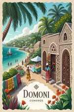 Listing image for Exotic Domoni Comoros Island Travel Poster - Tropical Paradise Art Print A1-A4 P