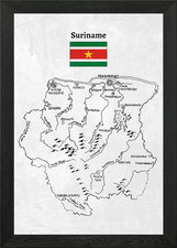Listing image for Handdrawn Suriname Map Framed Wall Art Poster Canvas Print Picture