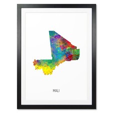 Listing image for Mali Map, Poster, Canvas or Framed Print, watercolour painting 10880