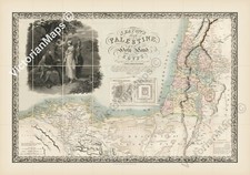 Listing image for Antique map PALESTINE HOLY LAND Jesus Samaritan Seaton 1829 art print poster XL