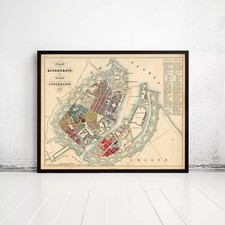 Listing image for Old Map of Copenhagen Denmark 1853 Vintage Map | Wall Map Print Framed
