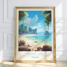 Listing image for Khao Lak Thailand Wall Art – Tropical Beach Travel Poster, Island Paradise Print