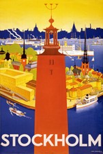 Listing image for TW98 Vintage Stockholm Sweden Swedish Travel Tourism Poster Re-Print A4