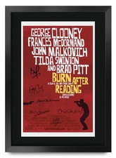 Listing image for Burn After Reading Movie Poster Signed Printed Autograph A3 Framed Memorabilia