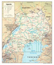 Listing image for Uganda Physical Geography Geographic Physiographic Map Country Nation Print