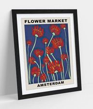 Listing image for FLOWER MARKET AMSTERDAM POSTER HOME DECOR FRAMED WALL ART POSTER PRINT 4 SIZES