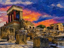 Listing image for Knossos at Sunset A4 Print & Framed Print | Crete Wall Art | Ancient Greek Ruins