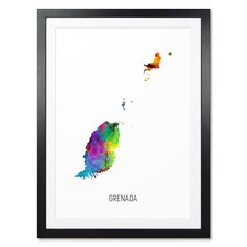 Listing image for Grenada Map, Poster, Canvas or Framed Print, watercolour painting 10839