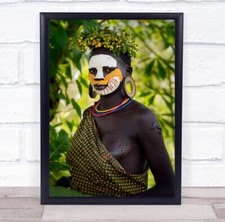 Listing image for Ethiopia Tribe Portrait Omo Surma Valley Bokeh Jungle Wall Art Print