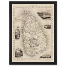 Listing image for Ceylon Sri Lanka Vintage Pictorial Map Framed A4 Wall Art Print