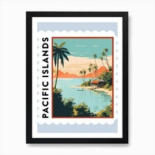 Listing image for Pacific Islands 2 Travel Stamp Post Framed Wall Art Poster Canvas Print Picture