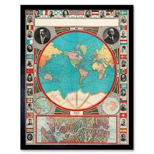 Listing image for GPC 1913 World Map Colonial Power Panama Canal Framed Wall Art Poster