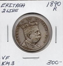 Listing image for Eritrea 2 Lire 1890 R VF KM 3
