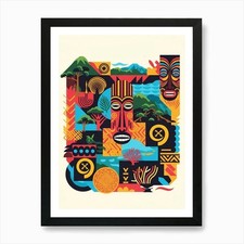 Listing image for Culture Pattern Abstract Vanuatu Ar Framed Wall Art Poster Canvas Print Picture