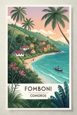 Listing image for Captivating Fomboni Comoros Island Travel Poster - Tropical Paradise Art Print A